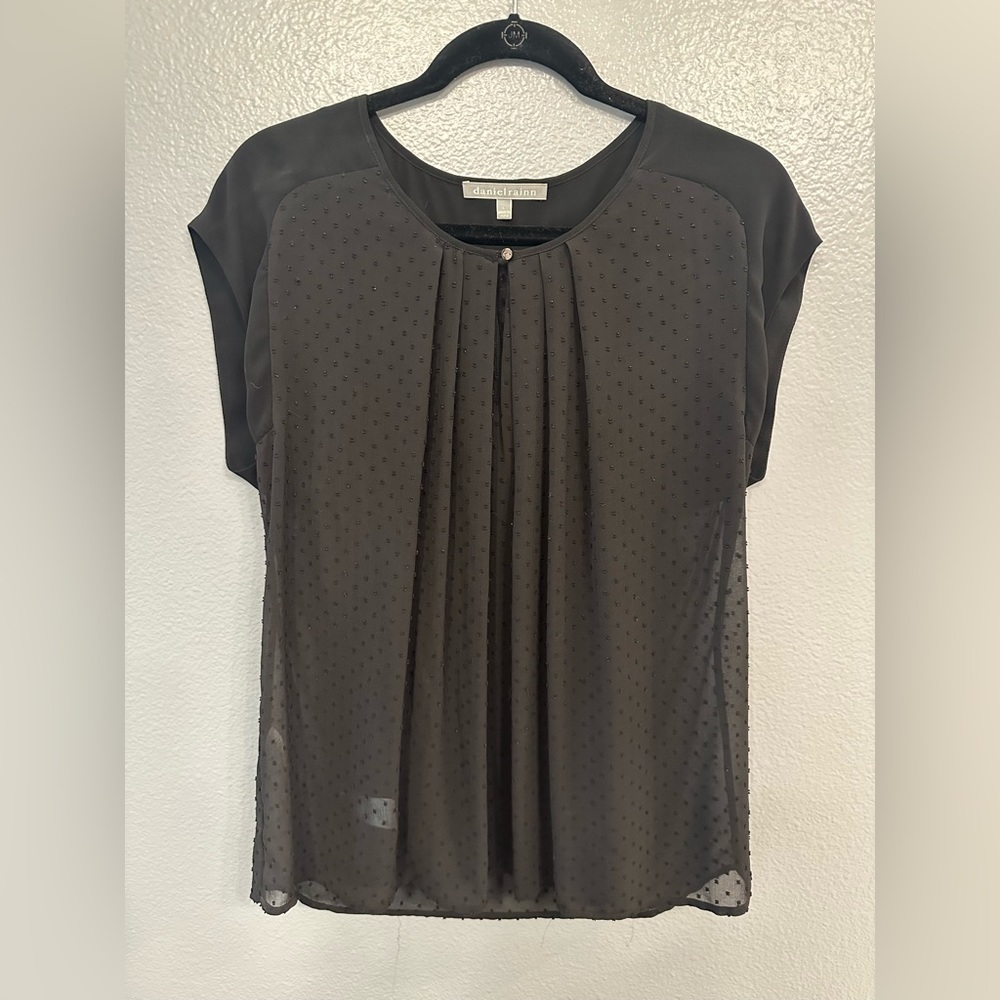 Black Blouse with Polka-Dot Detail